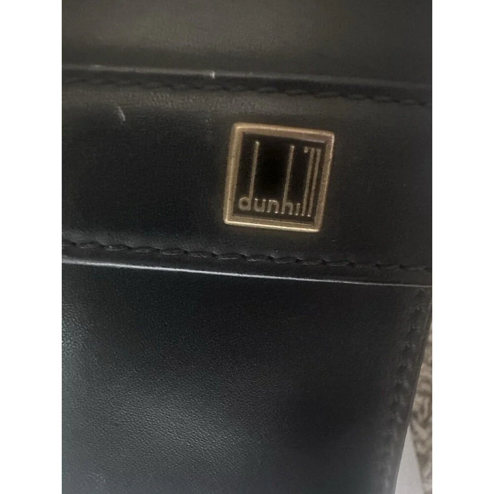 Authentic dunhill Leather Second bag Clutch bag Black working lock
